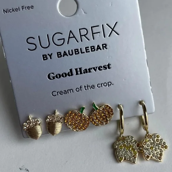 Sugarfix by BaubleBar Good Harvest Autumn 3 Pair Earrings Set Halloween Fall 🎃 - Picture 3 of 3